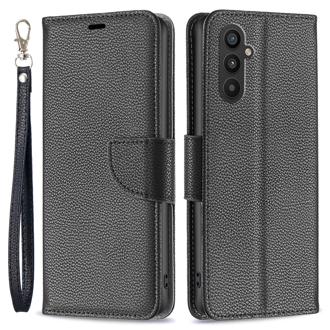 Til Samsung Galaxy A25 5G PU læder telefontaske Pung Litchi Texture Stand Anti-drop telefoncover med rem Til Samsung Galaxy A25 5G PU læder telefontaske Pung Litchi Texture Stand Anti-drop telefoncover med rem